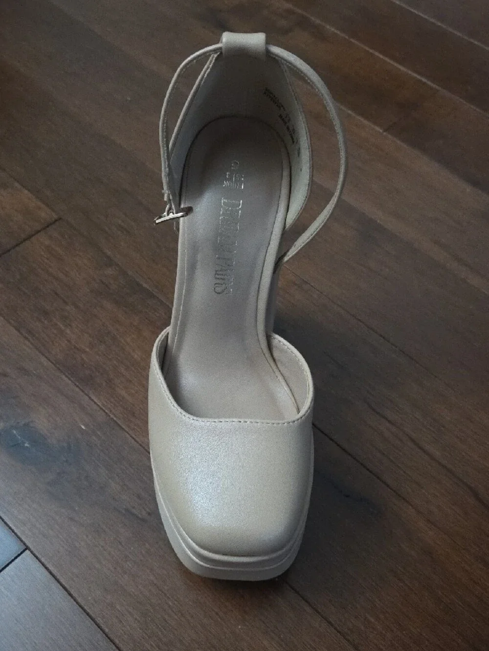 Chunky Platform Mary Jane Pump in Light Beige